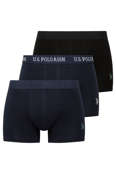 U.S. Polo Assn. Men's Navy Blue - Black - Navy Blue 3-Pack Boxers