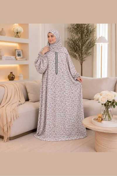 Generic Brand إسدال صلاة نسائي مشجر موديل 201 – روب صلاة واسع ومريح مع غطاء ر...