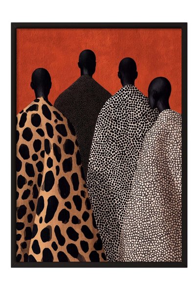 Postifull Patterned Fabric Silhouettes Poster – Black-Framed Artwork No. 160528