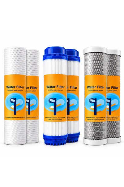 Aquaroo Set of 6 AQUAROO filter cartridges, PP, GAC and CTO, reverse osmosis,...