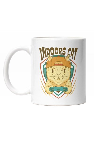 INOVATIX Cana alba personalizata,Gamer Maneta Play Station, Indoors Cat,Iubit...