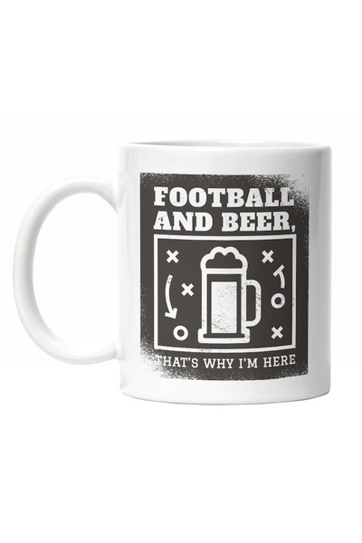 INOVATIX Cana alba personalizata, Football And Beer That's Why I;m Here,Halba...