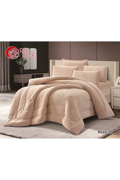 REDROSE COLOR لحاف ريم شتوي فرو ومخمل محفّر نفرين 6 قطع بتصميم متموج ووجهين _...
