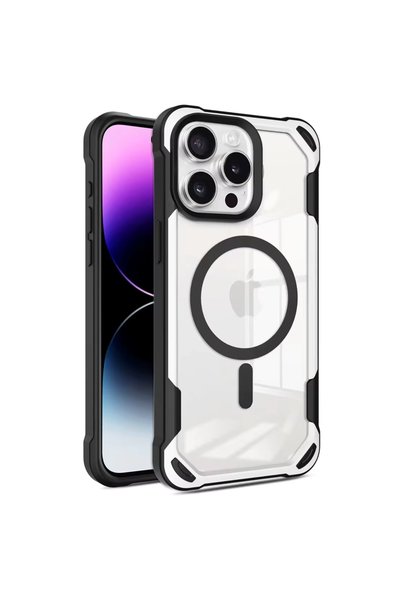 GrandMobile Husa iPhone 16 Pro, Bumper MagSafe rezistent la șocuri, Negru-Alb