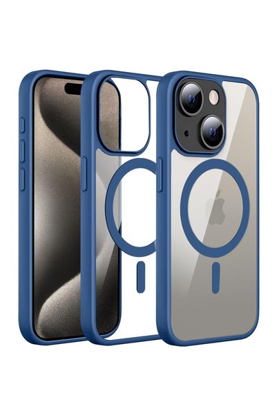 GrandMobile Husa iPhone 16 Pro Max, MagSafe Cristal Clar, Albastru Intens