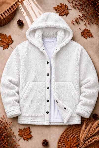legends butik Unisex Hooded Plush Jacket: Winter-Weight, Thick-Textured, Butt...