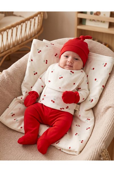 MiniKids Set 7 piese, Imprimat Ciresele, cu rosu