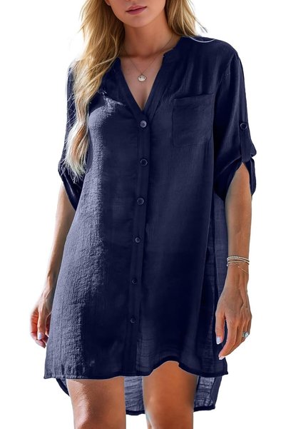 OtherMax Rochie de Plajă Kimono Vară Respirabilă Lejeră Elegantă Albastră XL