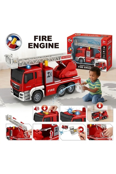 PlayFun Пожарна кола с функция за пръскане на вода, мащаб, модел 48144 Теодор...