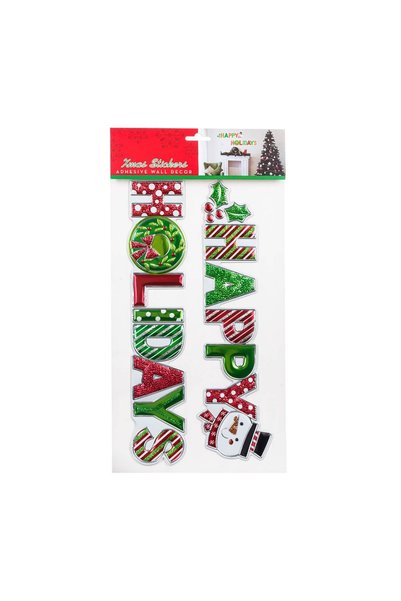 OEM Autocolant Decorativ de Crăciun Colorat ”Happy Holiday” 24x41cm, pentru F...