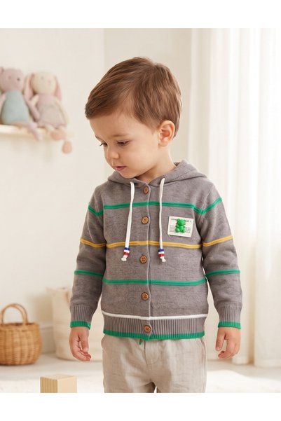 MiniKids Hanorac cu gluga, Rares gri