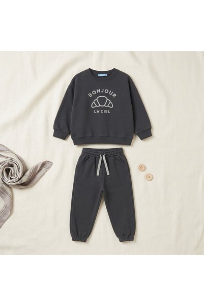 La ciel Paris Unisex Children's Bonjour Long-Sleeve Top and Bottom Set