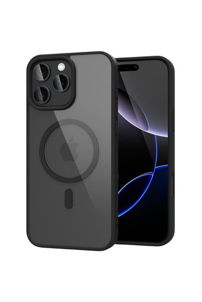 GrandMobile Husa iPhone 16 Pro, MagSafe, transparentă, neagră