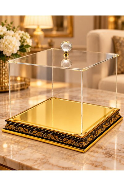 Deniz Elmasları Small Clear Plexiglass Wedding Trousseau Box, 24x24x24 cm, wi...