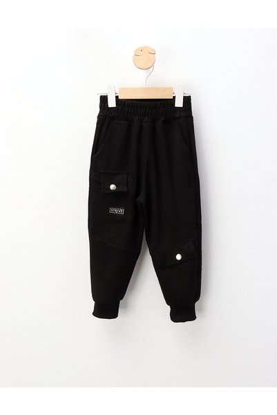 MiniKids Pantaloni plusati de baietei Patrik, negru