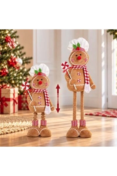 OEM Figurina Decorativa de Craciun Om de Turta Dulce Candy cu Picioare Telesc...