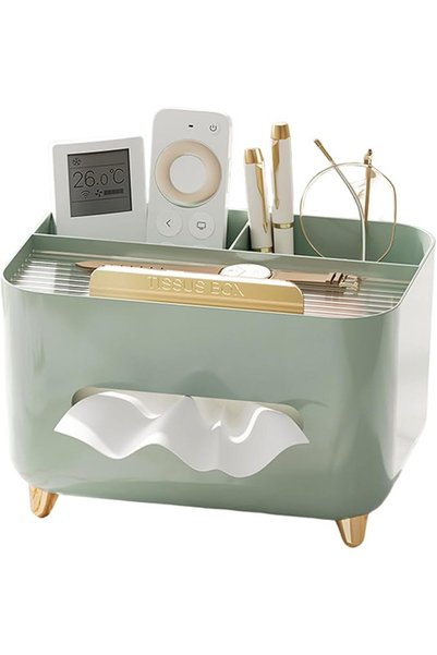EXCEFORE Multifunctional Tissue Box Holder and Remote Control Organizer with ...