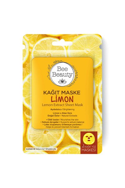Bee Beauty Mască textilă iluminatoare pentru față cu imprimeu de lămâie