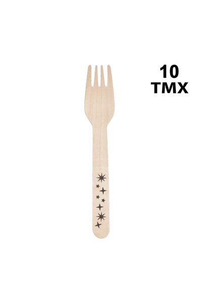 Jumbo Furculite din Lemn de Petrecere Stele 16cm - 10 buc, pentru petreceri s...