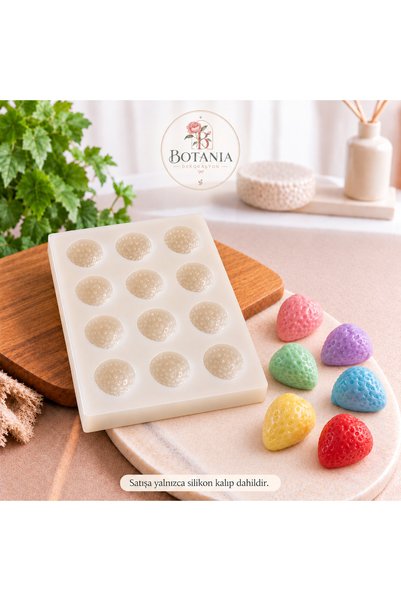 Silikon Çilek Kalıbı - Mum,Epoksi,Taş tozu,Polyester Uyumlu