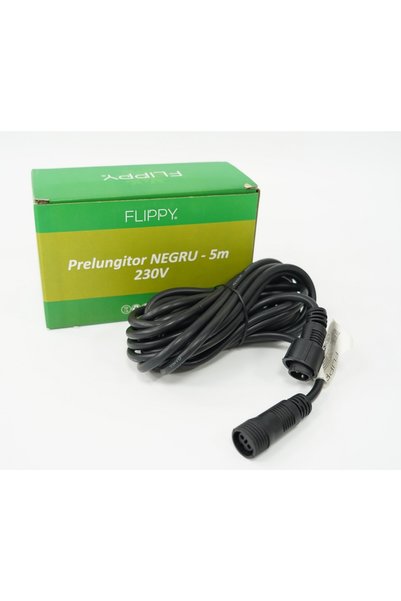 OEM Prelungitor 220 V cu cablu din cauciuc, lungime 5 m, fir negru