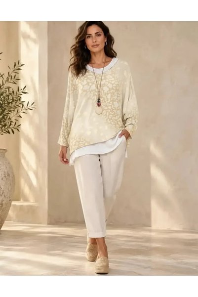 ELİTE NOVA SHOPPİNG - Italian Leopard Print Tank Top Blouse with Sleeves