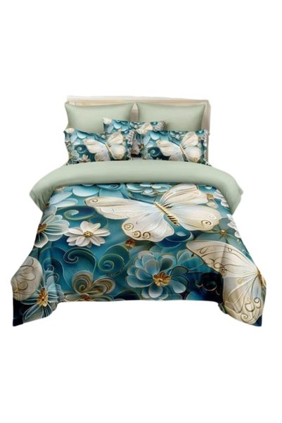 OEM Bed linen, 6 pieces, 2 people, with elastic 180x200, large butterfly print