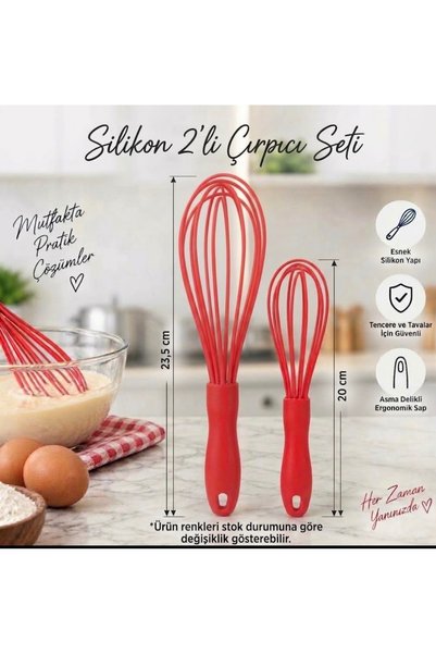 Hane216 Silicone Whisk Set (2-Piece) - Non-Scratch, Flexible, Heat-Resistant,...