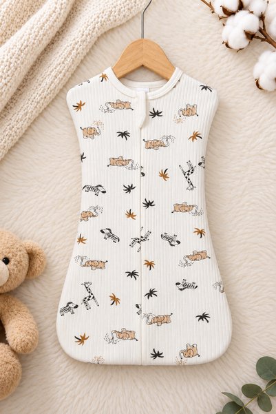 chic try unique Newborn Baby Zipper Swaddle: 100% Cotton Corded Fabric Unisex...
