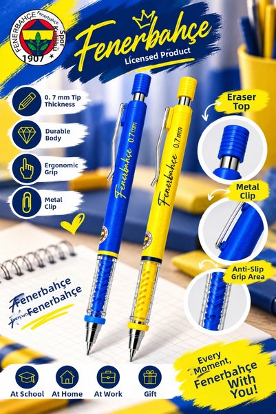 Fenerbahçe Licensed Versatil Pen 0.7 Dual-Tip Pen Set, Pens, School Stationer...