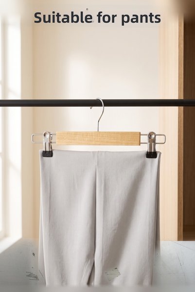 Snow Homs Skirt Hanger, Wooden-Clip Pant Hanger, Adjustable Metal-Clip Hook Dress Hanger, 1 Piece