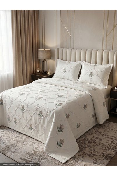 miar home perde tekstil Διπλό Με κέντημα Κουβερλί Σετ – 2 Τεμάχια Θήκη μαξιλα...