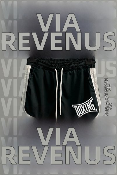 Vordevia Boxing Lettering Printed with Side Strips Piped Detail Women's Sport...