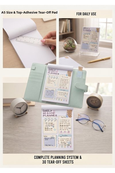 Sherlocked Cute Kawaii A5 Daily Planner Pad | 30 Tear-Off Sheets | Undated Gl...