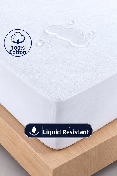 Formeya 100% Cotton Towel, Liquid-Proof, Fitted, Elastic-Edged Mattress Prote...