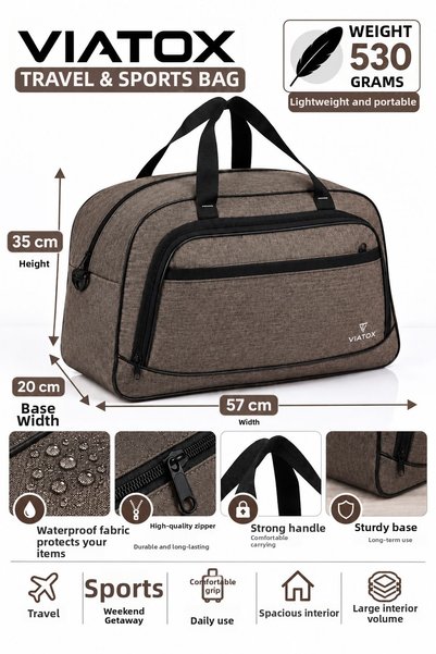 VIATOX VT-012 Linen Unisex 3-Compartment Hand- and Shoulder-Carry Daily Trave...