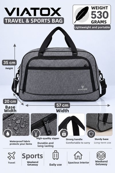 VIATOX VT-012 Linen Unisex 3-Compartment Hand- and Shoulder-Carry Daily Trave...