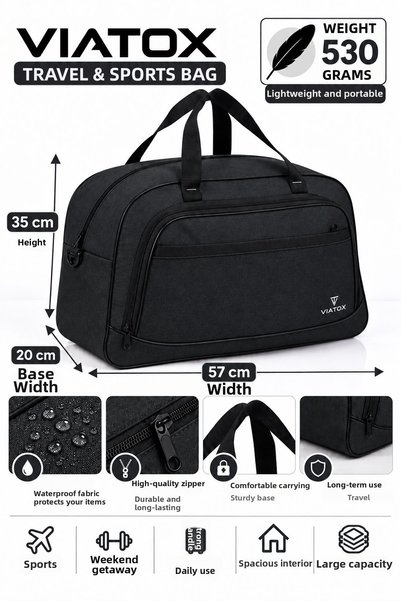 VIATOX VT-012 Linen Unisex 3-Compartment Hand- and Shoulder-Carry Daily Trave...