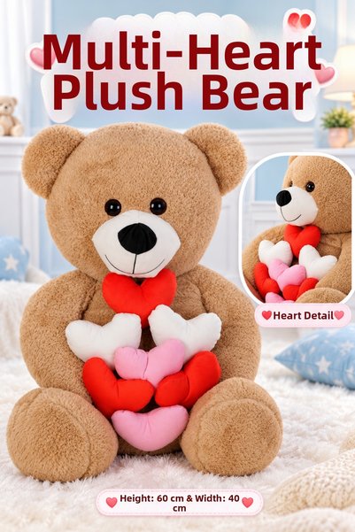 hak-iş oyuncak 60 cm Plush Teddy Bear with Lots of Hearts – Colorful Details ...