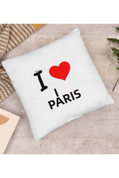 Bk Gift وسادة بتصميم "أنا أحب باريس" - الموديل رقم 1.