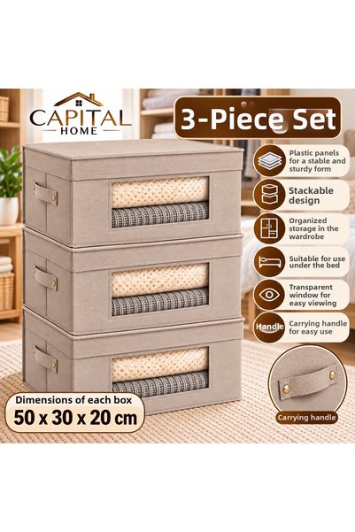 Capital Home 3-Piece Set: Multi-Purpose Organizer Bag + Storage Box with Clea...