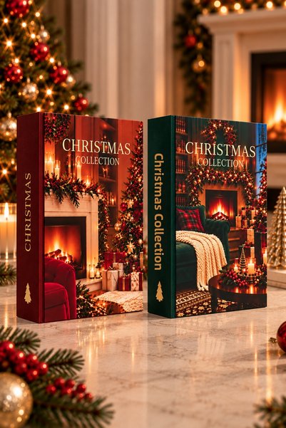 ADA OFİS KIRTASİYE "Christmas Memories" 2-Piece Decorative Book Box Set: Burg...