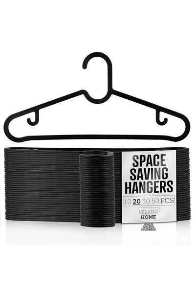 MİLANO HOME Plastic Clothes Hanger, Black Clothes Hanger, Shirt Hanger, In-Cl...
