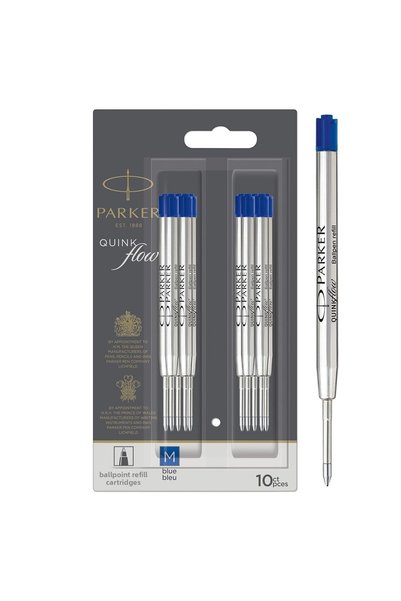 Parker قلم حبر جاف من Quinkflow، حبر أزرق اللون، حزمة مميزة مكونة من 10 قطع