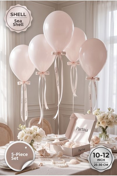 Partixa Set of 5 Seashell-Patterned Premium Latex Balloons - 10-12 Inches (25...
