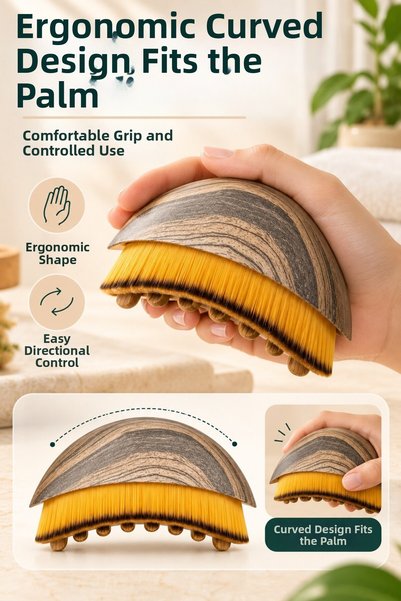 FLY LIFE Lymphatic Drainage Massage Brush – Ergonomic Curved Design, Dense Br...