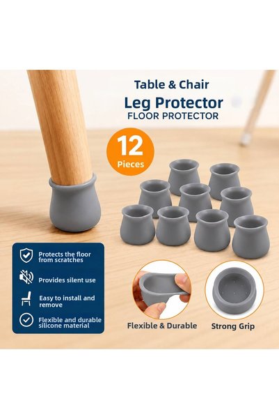 Kinlee 12 bucăți de protecții din silicon pentru picioarele meselor și scaune...