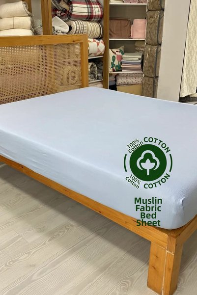 sutra 100% Cotton Jersey Fitted Sheet with a Textured Muslin-Like Appearance ...
