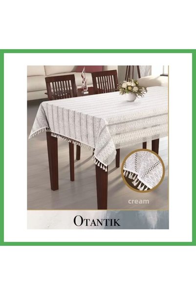 Nur store Çanta 150x260 cm Authentic Cream Cotton Tablecloth—Modern, Chic Din...