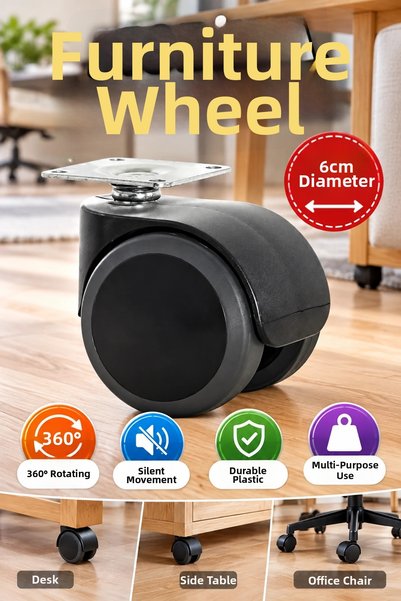 canrodi 6 cm Unlocked Furniture Casters – Multipurpose for Tables, Side Table...